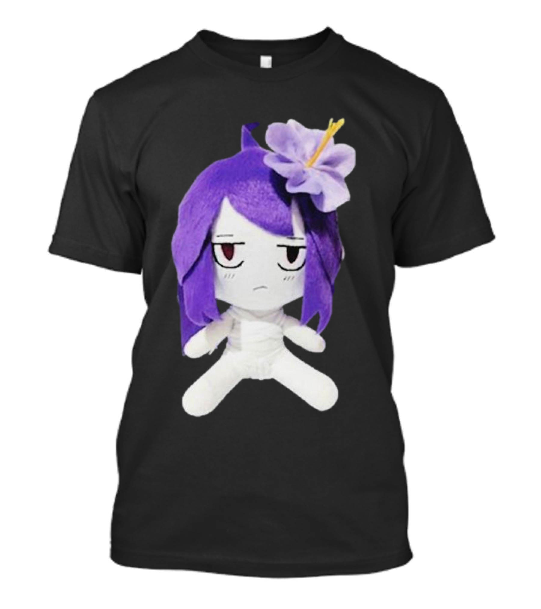 Cynthoni Jvmo Down Right Anime Plush Doll With Purple Hair And Flower T-Shirt