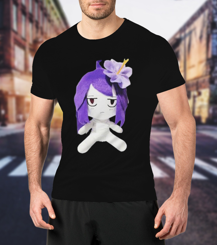 Cynthoni Jvmo Down Right Anime Plush Doll With Purple Hair And Flower T-Shirt
