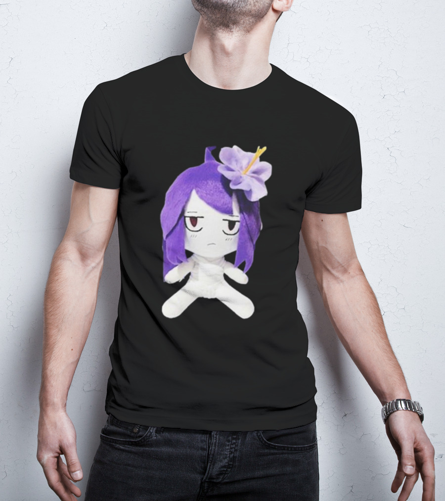 Cynthoni Jvmo Down Right Anime Plush Doll With Purple Hair And Flower T-Shirt