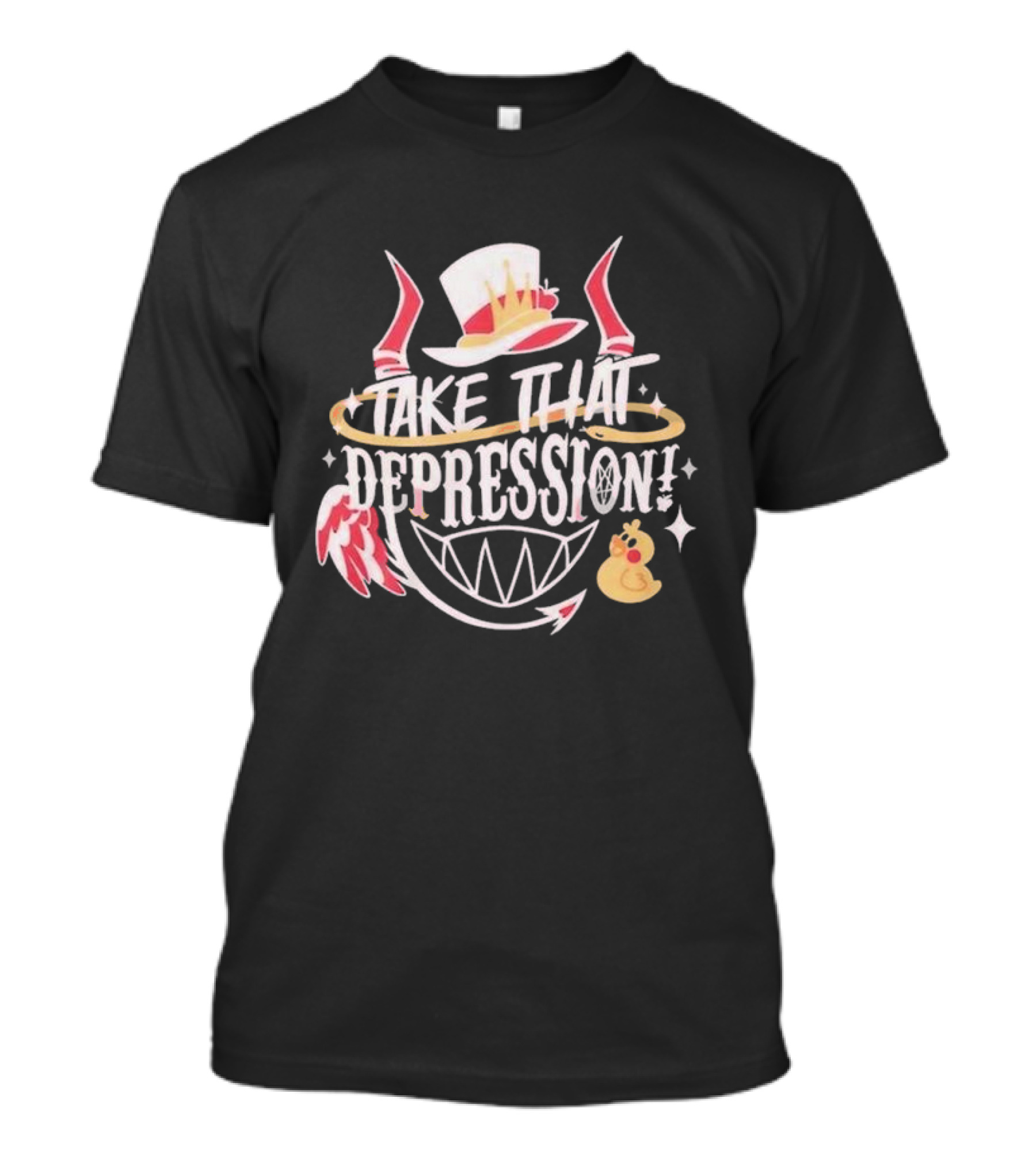 Hazbin Hotel Lucifer Take That Depression Winged Hat Halo Duck T-Shirt