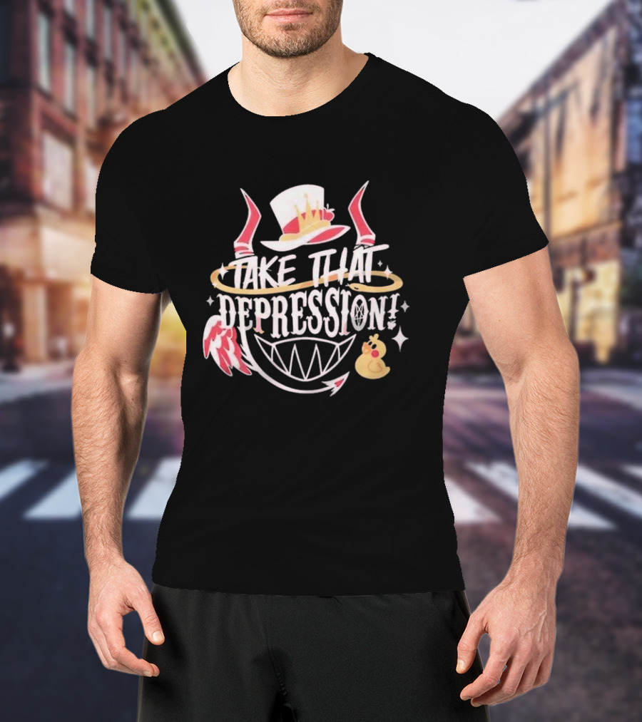 Hazbin Hotel Lucifer Take That Depression Winged Hat Halo Duck T-Shirt