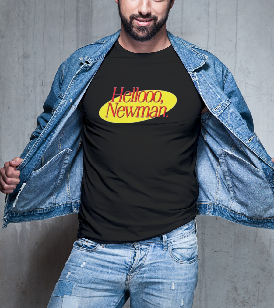 Hello Newman Seinfeld Catchphrase Yellow Oval T-Shirt