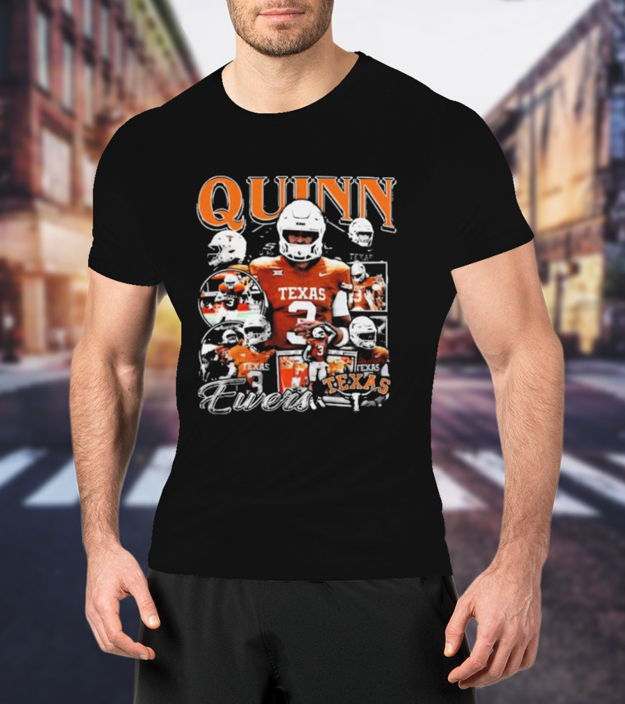 Quinn Ewers Texas Football Player Collage T-Shirt