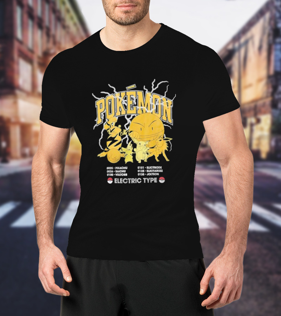Pokémon Electric Type Pikachu Raichu Voltorb Electrode Electabuzz Jolteon T-Shirt