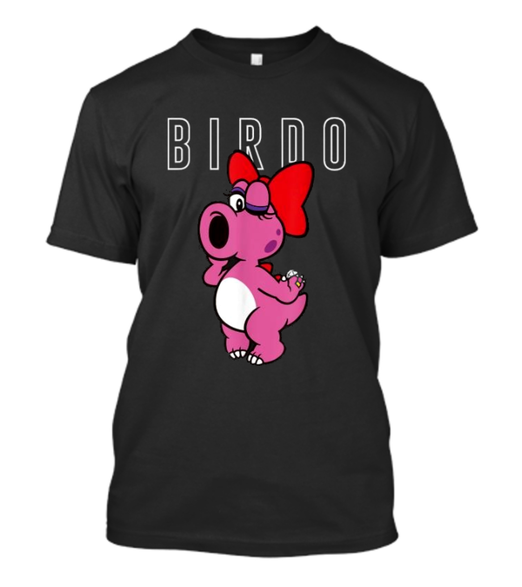 Super Mario Bros Birdo Pink Character With Bow Icon Text T-Shirt