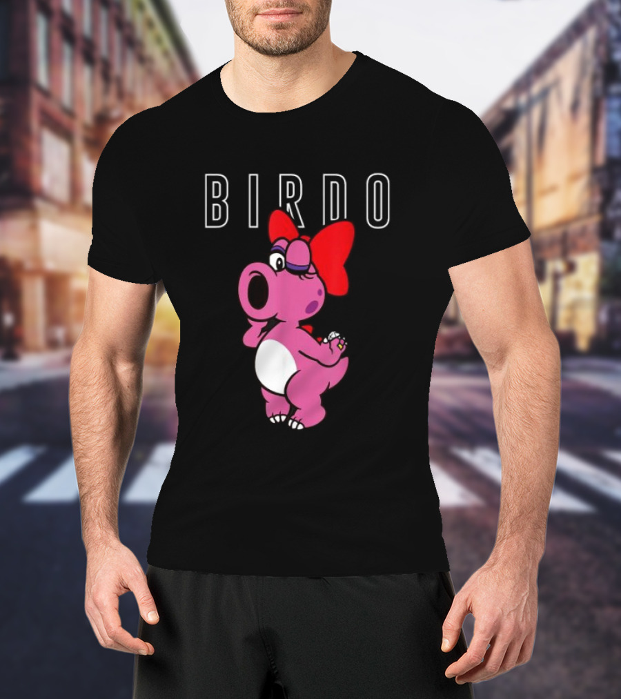 Super Mario Bros Birdo Pink Character With Bow Icon Text T-Shirt