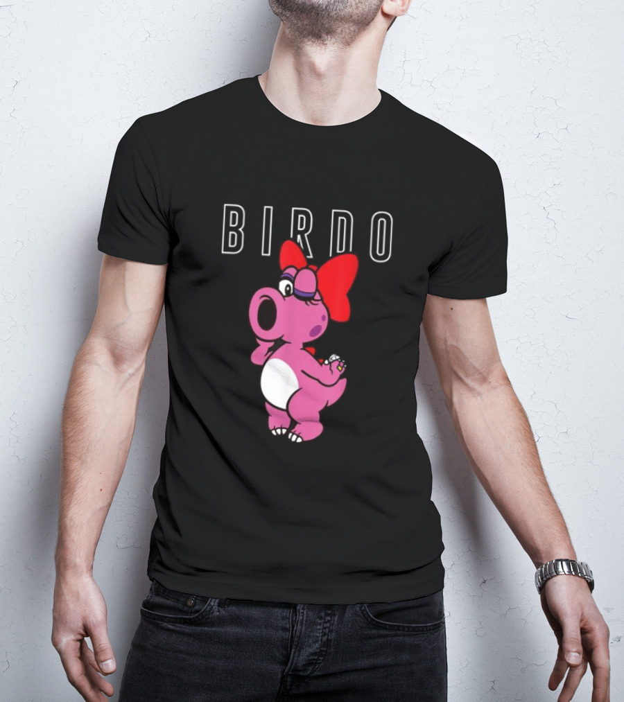 Super Mario Bros Birdo Pink Character With Bow Icon Text T-Shirt