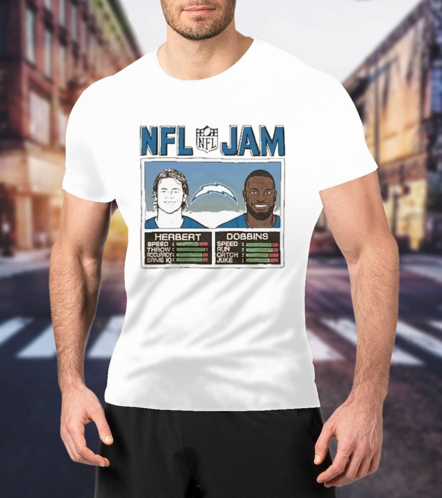 NFL Jam Chargers Herbert Dobbins Stats T-Shirt