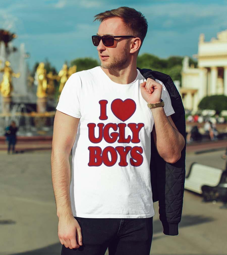 Omar Apollo I Love Ugly Boys Red Text Heart T-Shirt