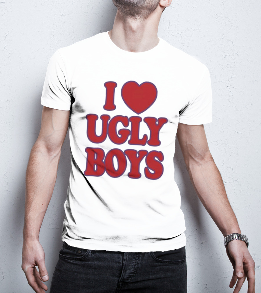 Omar Apollo I Love Ugly Boys Red Text Heart T-Shirt