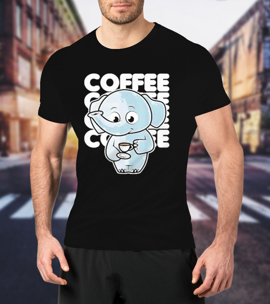 Cute Elephant Coffee Kawaii Neko Anime T-Shirt