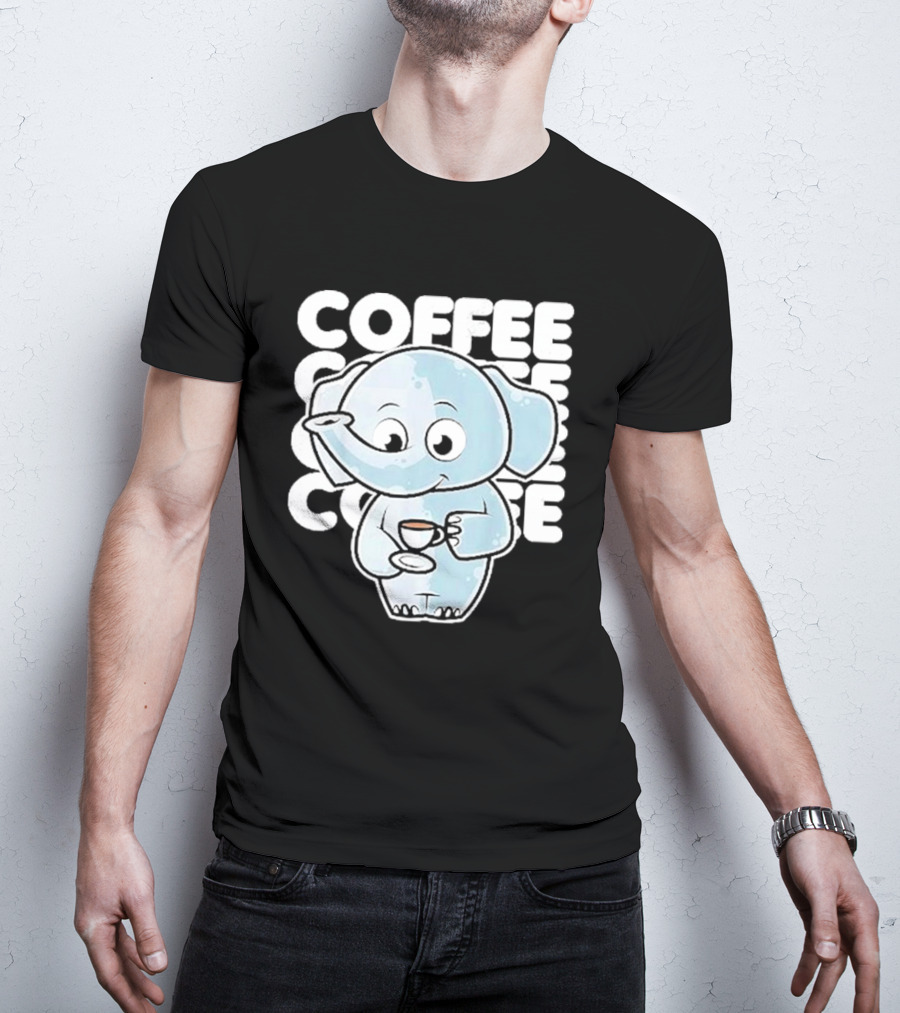 Cute Elephant Coffee Kawaii Neko Anime T-Shirt