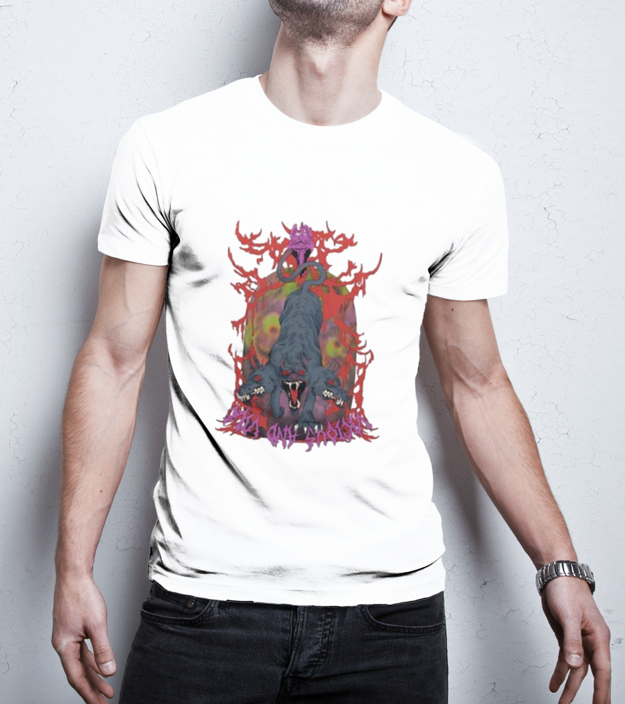 Cerberus Vicious And Psychedelic Flames T-Shirt