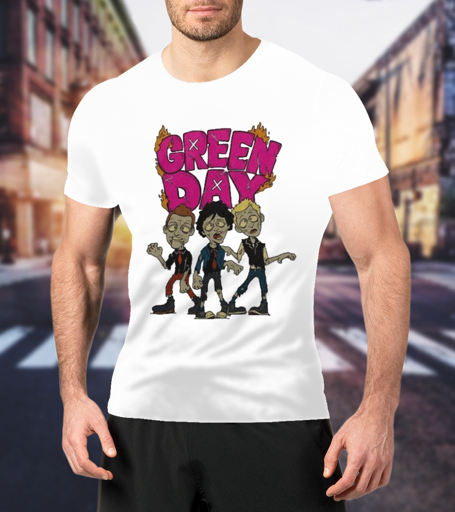 Green Day Walking Zombie Band Members T-Shirt