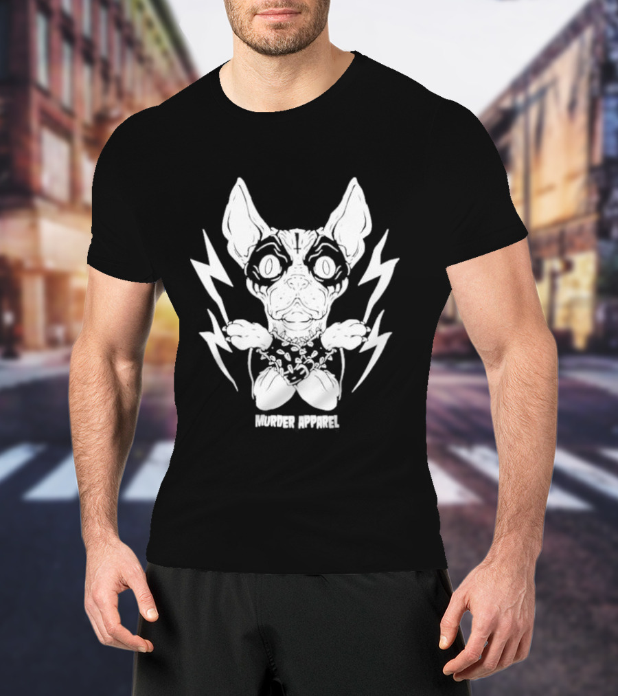 Metal Sphynx Dog Murder Apparel With Lightning Bolts T-Shirt