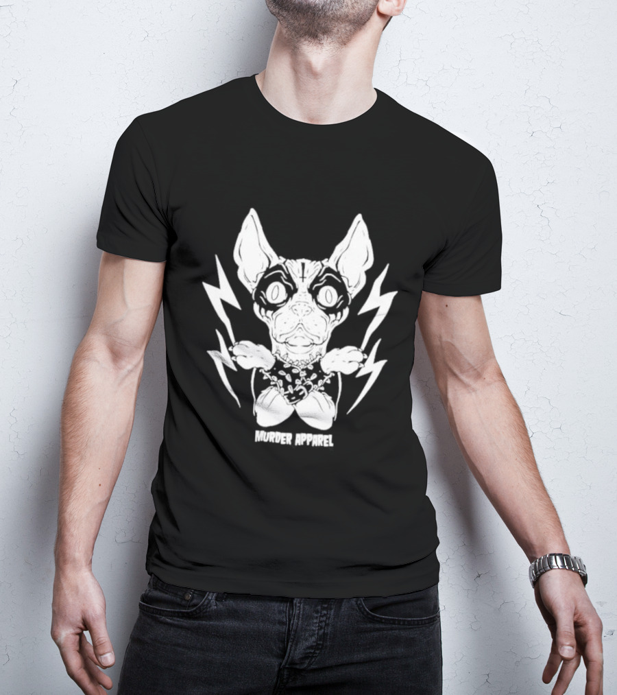 Metal Sphynx Dog Murder Apparel With Lightning Bolts T-Shirt