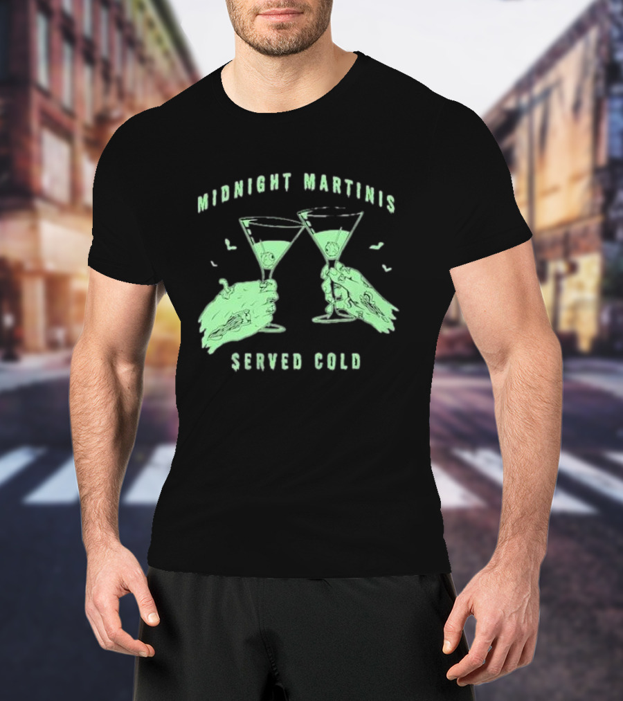 Midnight Martinis Served Cold Zombie Hands Cheers T-Shirt