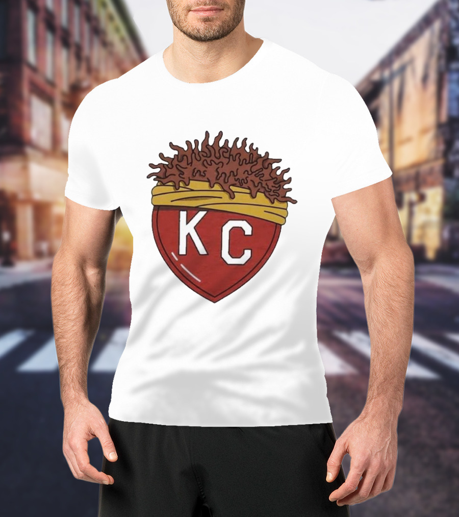 Charlie Hustle KC Heart Logo With Afro Hairband T-Shirt