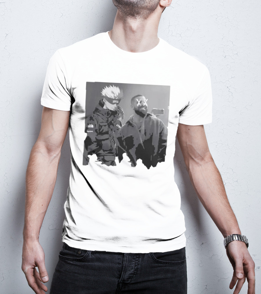 Drake X Gojo Satoru Crossover Black And White Manga Aesthetic T-Shirt