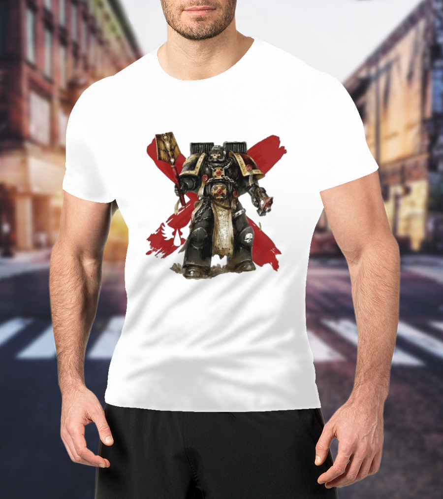 Blood Angels Joytoy Warhammer Space Marine With Red Wings Background T-Shirt