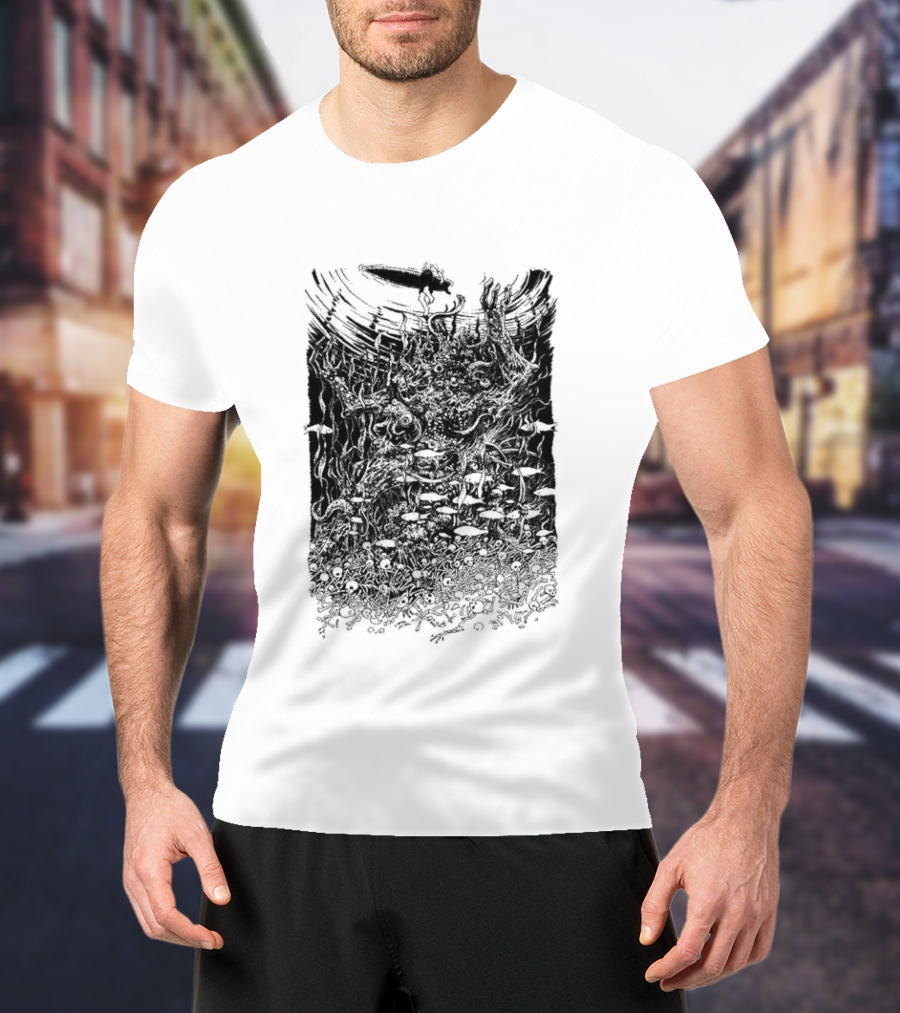 Under The Surface Yue Feng Subterranean World With Mushrooms And Roots T-Shirt