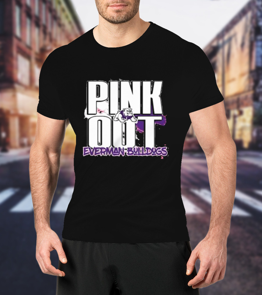 Everman Bulldogs Pink Out Event Featuring Bulldog Mascot T-Shirt