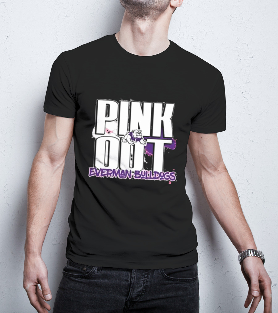 Everman Bulldogs Pink Out Event Featuring Bulldog Mascot T-Shirt