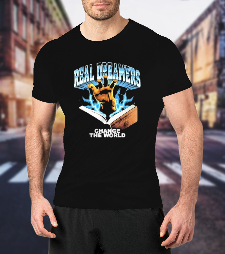 REAL DREAMERS HAND OF CHANGE THE WORLD POETRY BOOK LIGHTNING T-Shirt