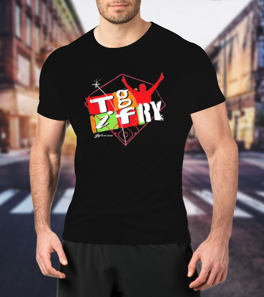 T.g.i.fry 2 Player Celebration Baseball Field T-Shirt