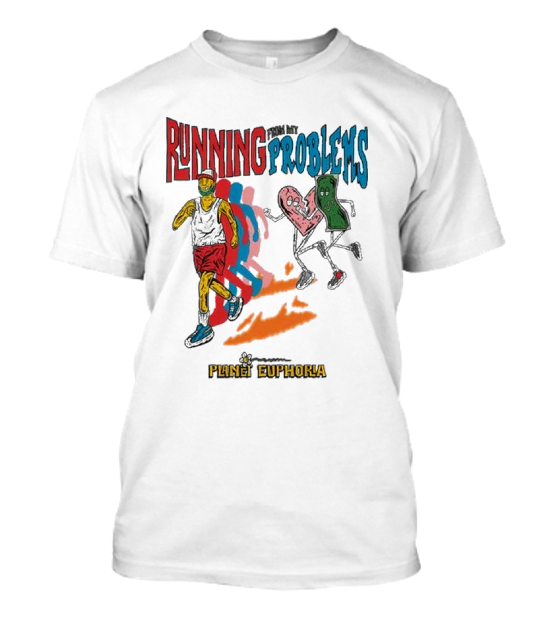 Running From My Problems Cartoon Characters Planet Euphoria T-Shirt