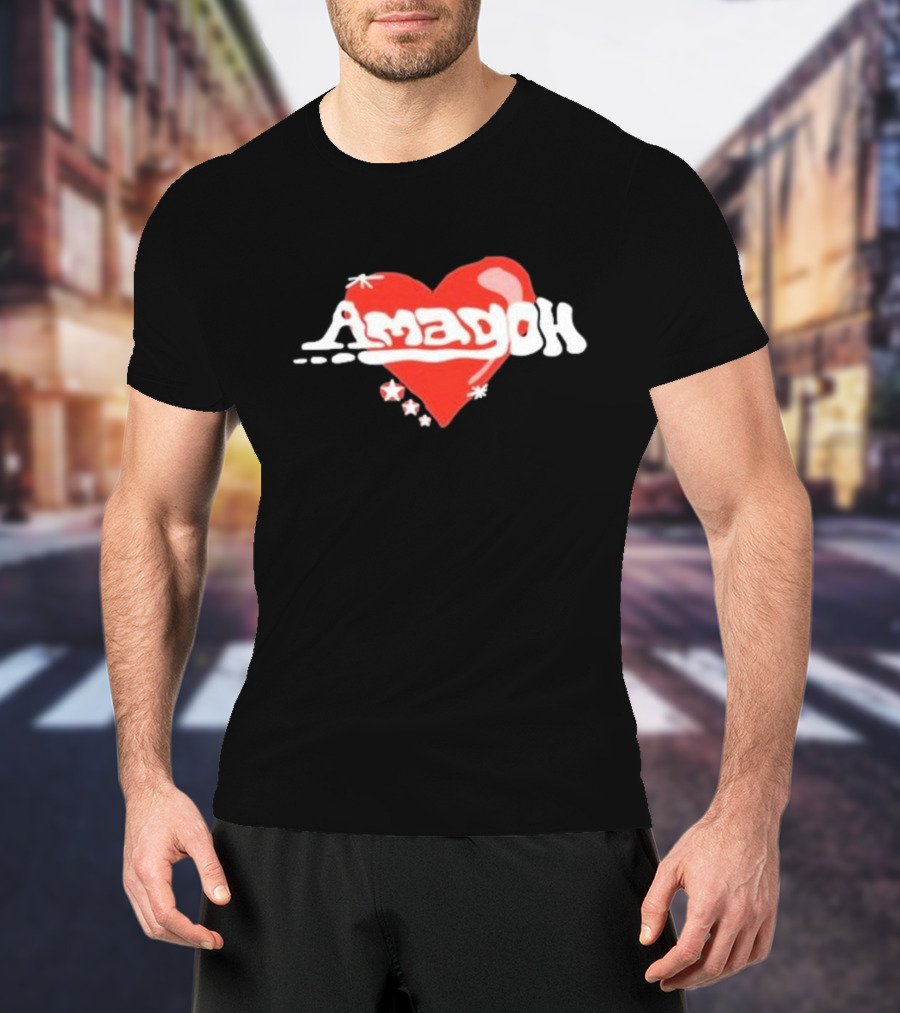 Kofi Stone Amagoh Red Heart Design With Stars T-Shirt