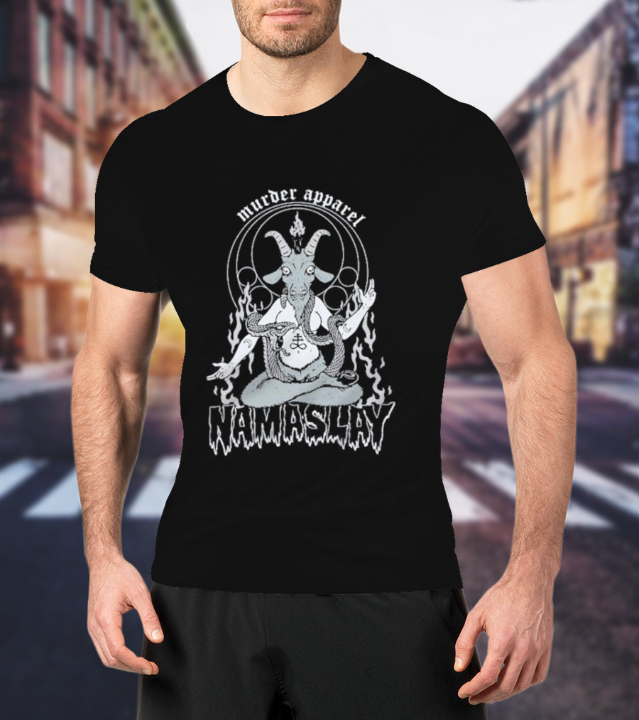 Murder Apparel Namaslay Goat Meditation With Fire And Serpent T-Shirt