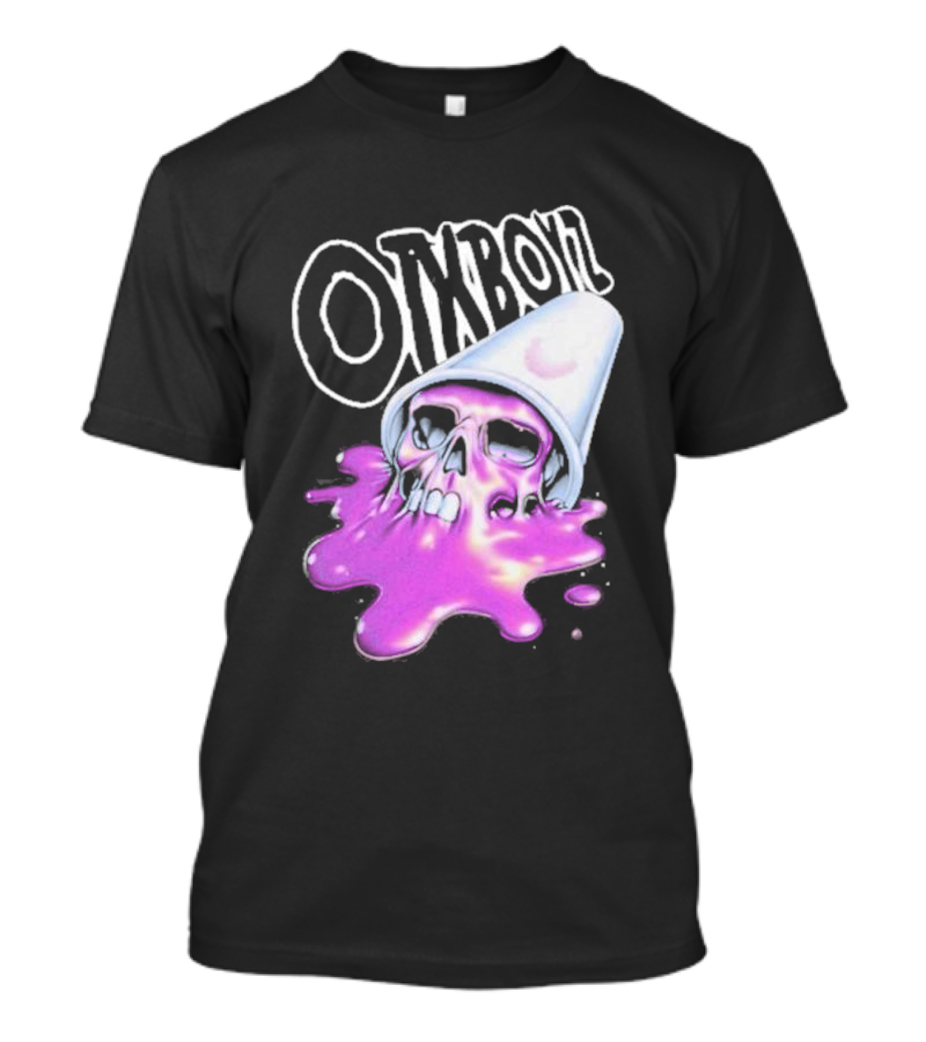 OTXBOYZ Purple Skull Overflowing With Oil Spill Aesthetic T-Shirt