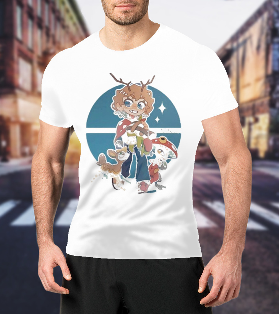 Snifferish And Cute Pokemon Inspired Character With Antlers And Forest Creatures T-Shirt