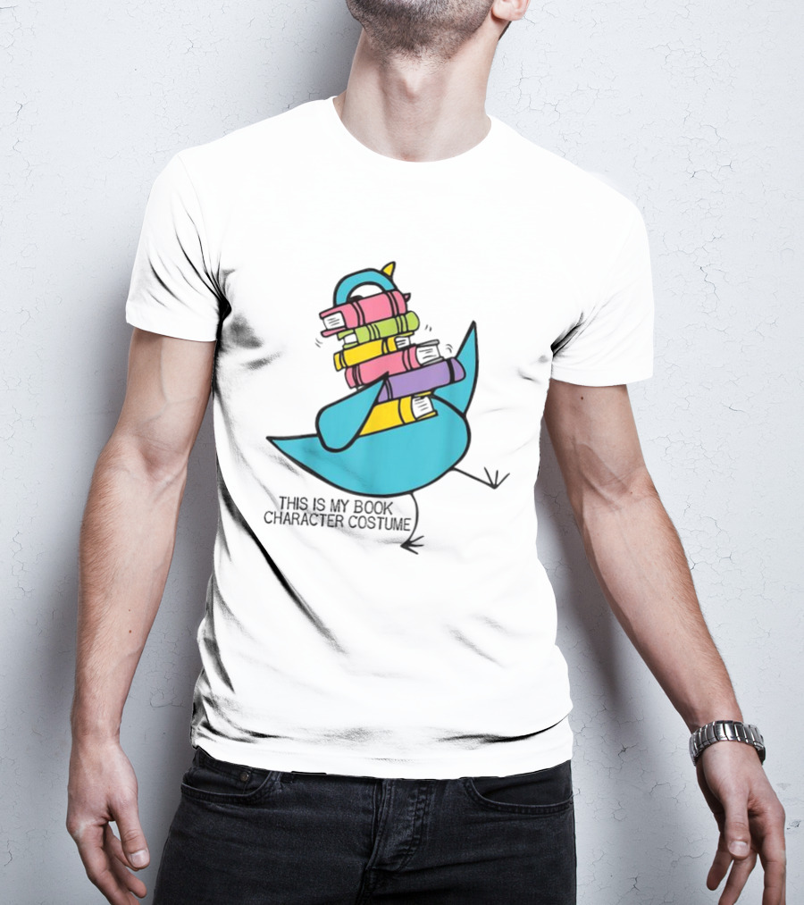 This Is My Book Character Costume Pigeon Holding Stack Of Books T-Shirt