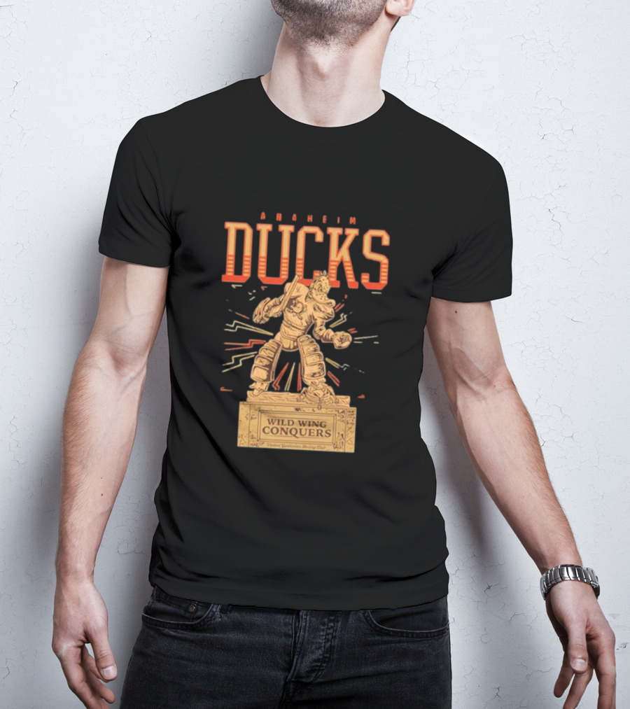 Anaheim Ducks Wild Wing Conquers Statue T-Shirt