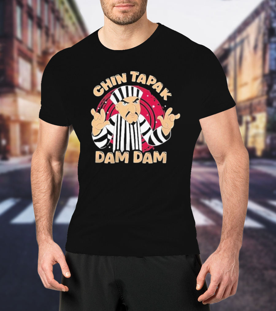 Chin Tapak Dam Dam Cartoon Villain With Stripes And Stars T-Shirt