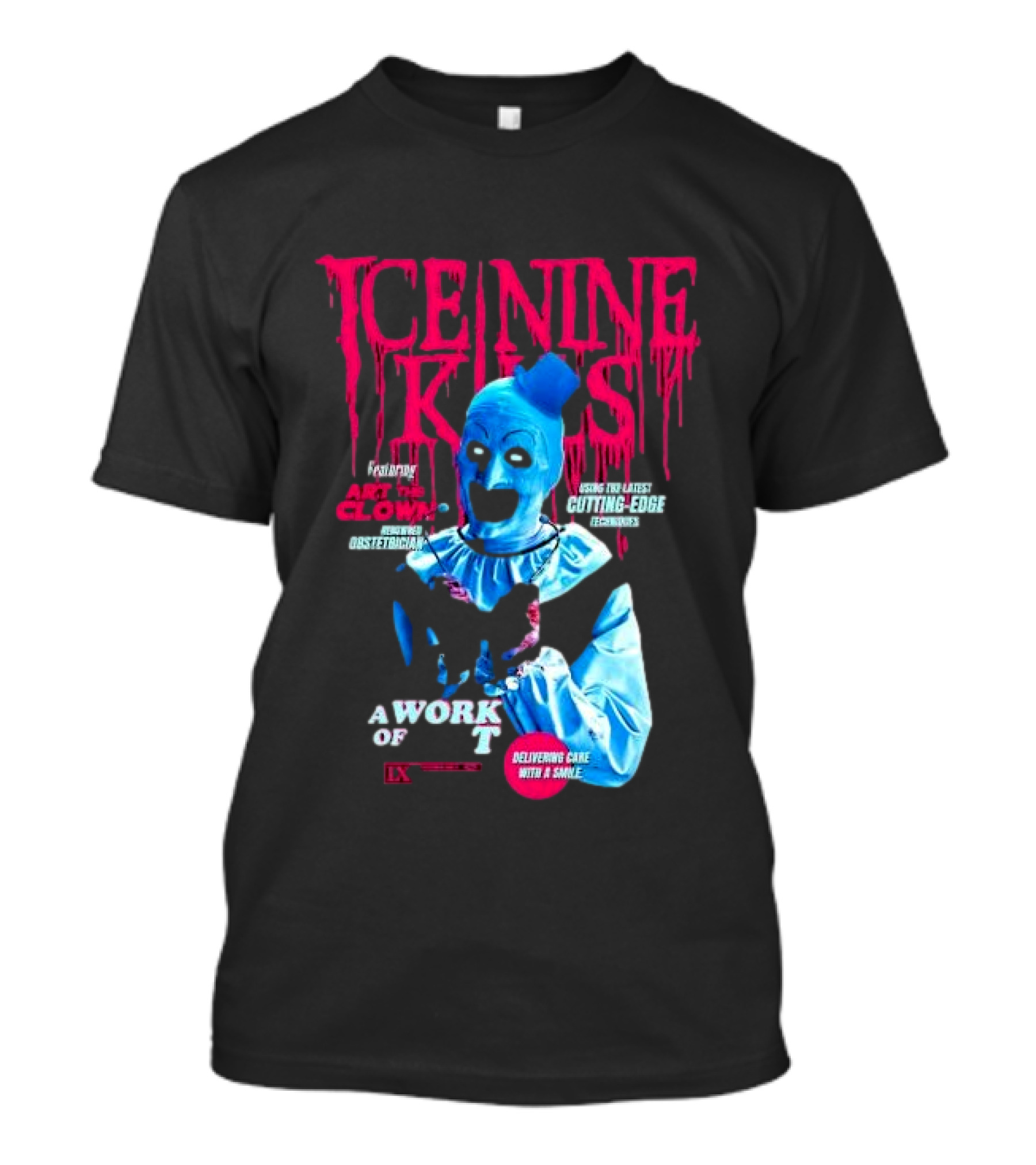 Ice Nine Kills Featuring Art The Clown Cutting Edge A Work Of T IX Delivering Cake With A Smile T-Shirt