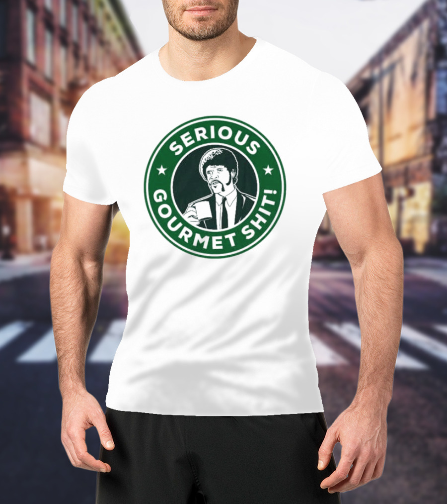 Serious Gourmet Shit Coffee Cup Meme Green Circle Emblem T-Shirt