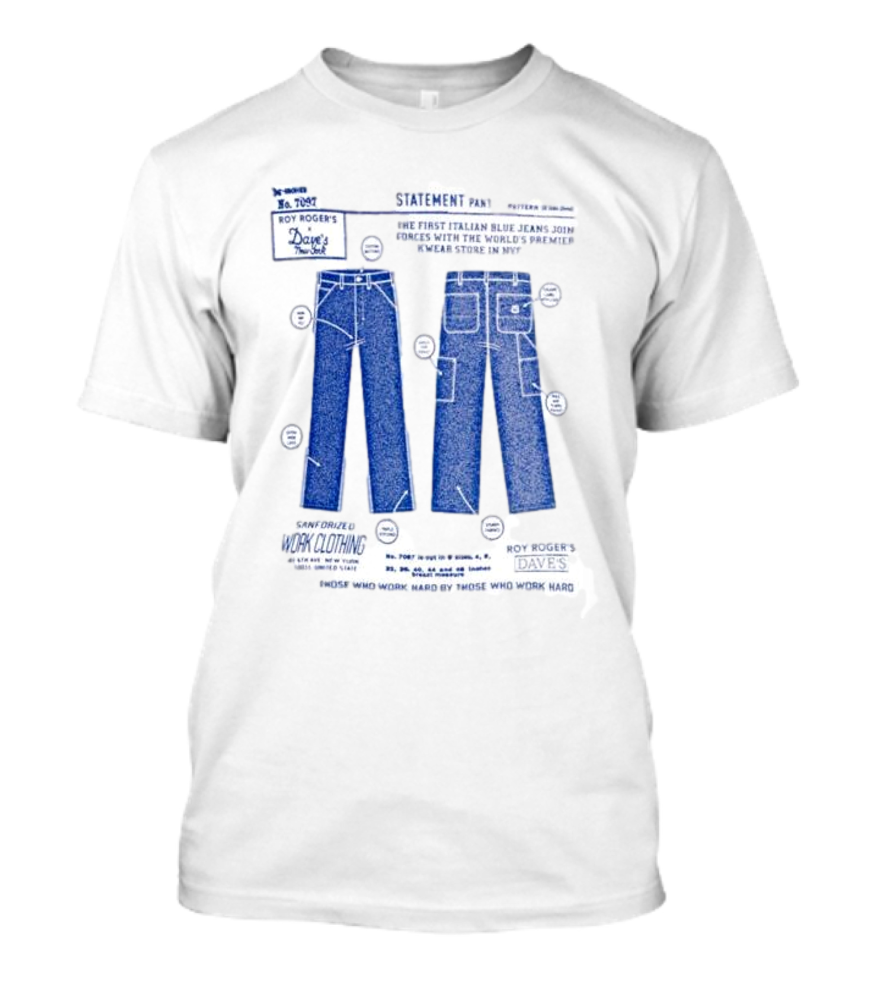 Roy Roger's Dave's Workwear Collaboration Italian Blue Jeans In NYC T-Shirt