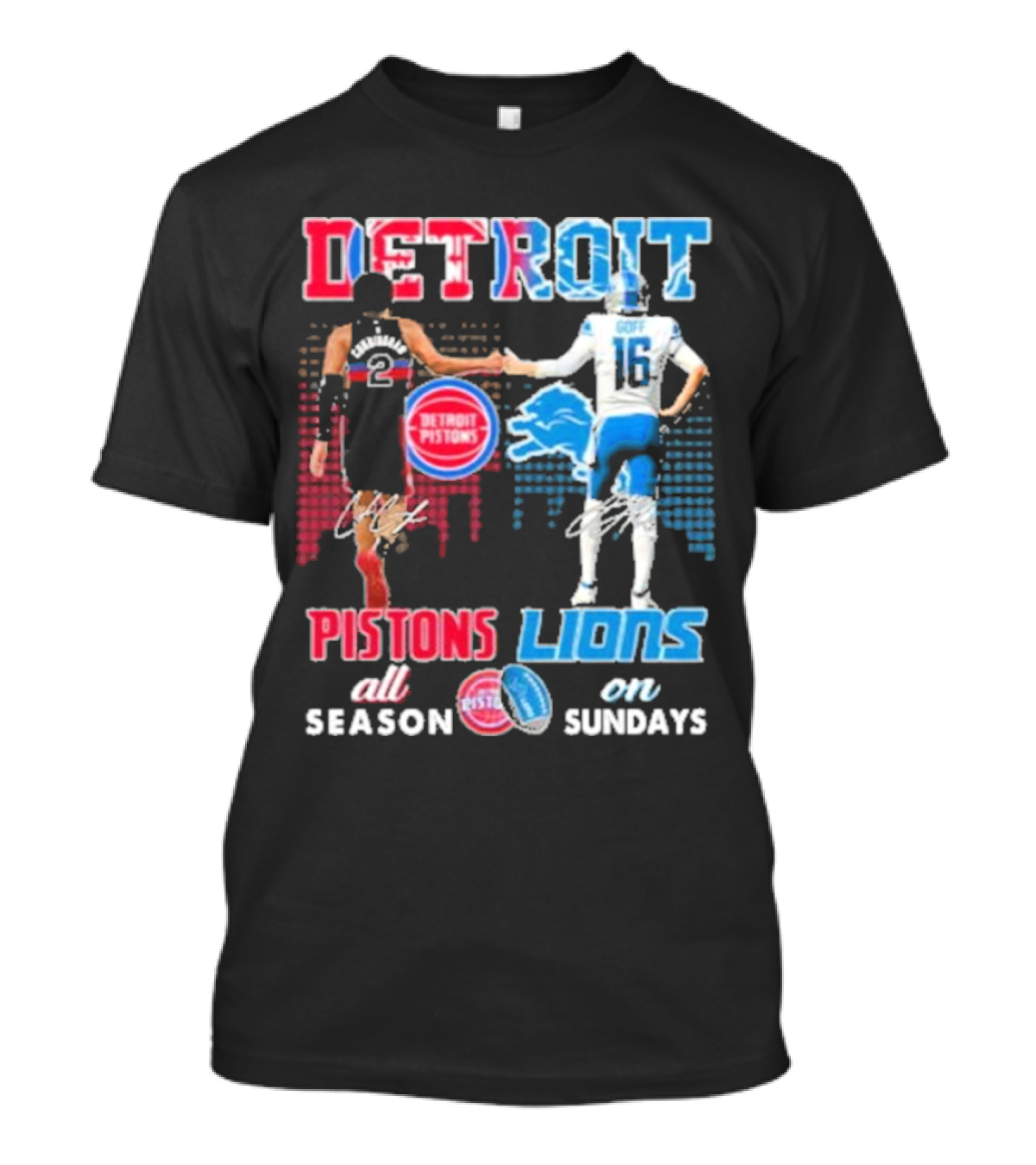 Detroit Pistons Lions All Season On Sundays T-Shirt