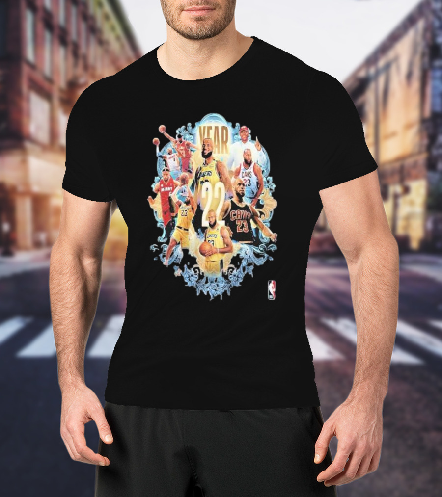 22 Years Of NBA Legend LeBron James In Lakers Cavs And Heat Jerseys T-Shirt