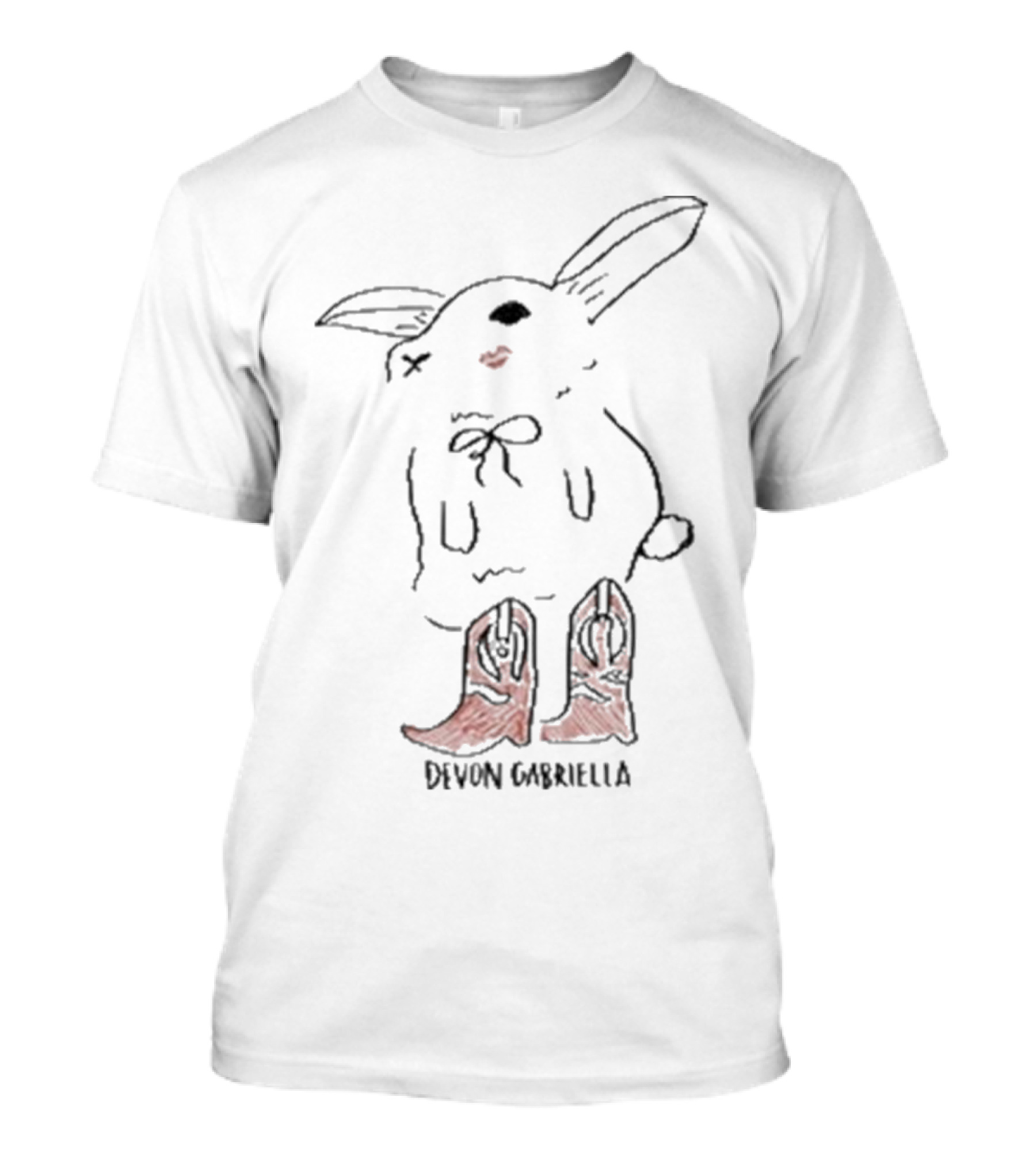 Devon Gabriella Bunny In Boots With Ribbon Bow And Cowboy Shoes T-Shirt