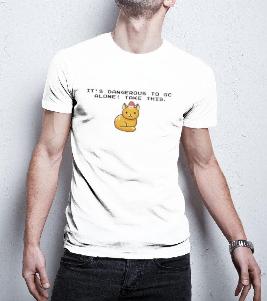 It's Dangerous To Go Alone Take This Cat Pixel T-Shirt