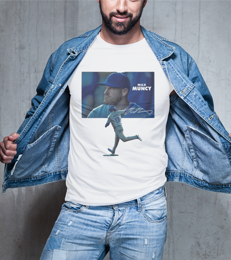 Max Muncy Baseball Figurine And Signature Photo T-Shirt