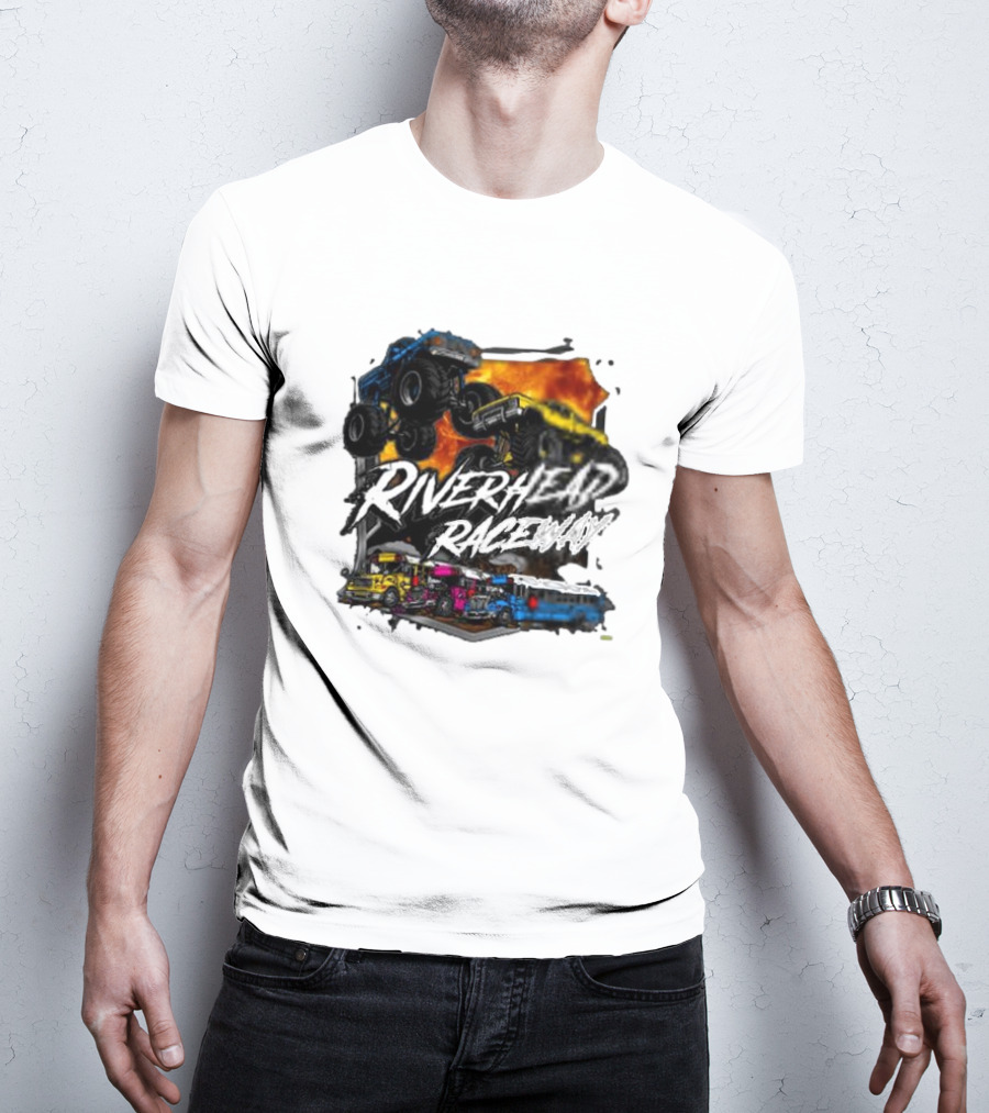 Monster Trucks And Busses At Riverhead Raceway Explosive Action T-Shirt