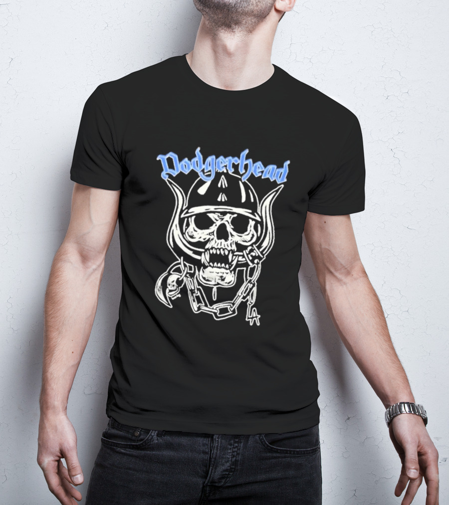 Dodgerhead Los Angeles Dodgers Skull Chain Helmet T-Shirt