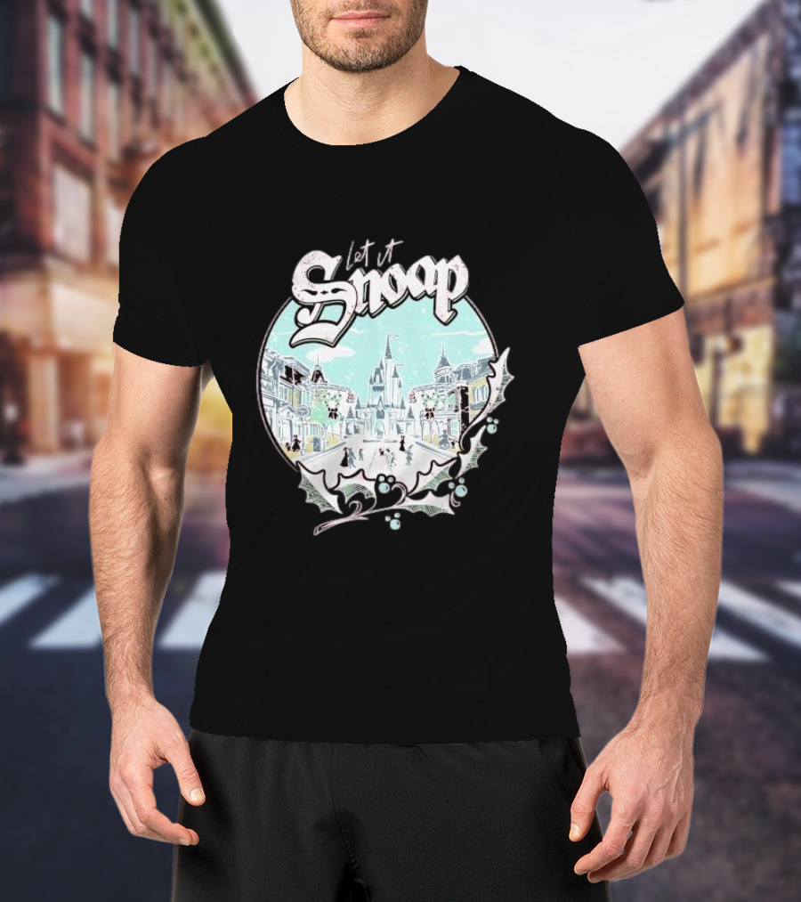 Let It Snoap Florida Day Main Street With Holly And Snowflakes Scene T-Shirt