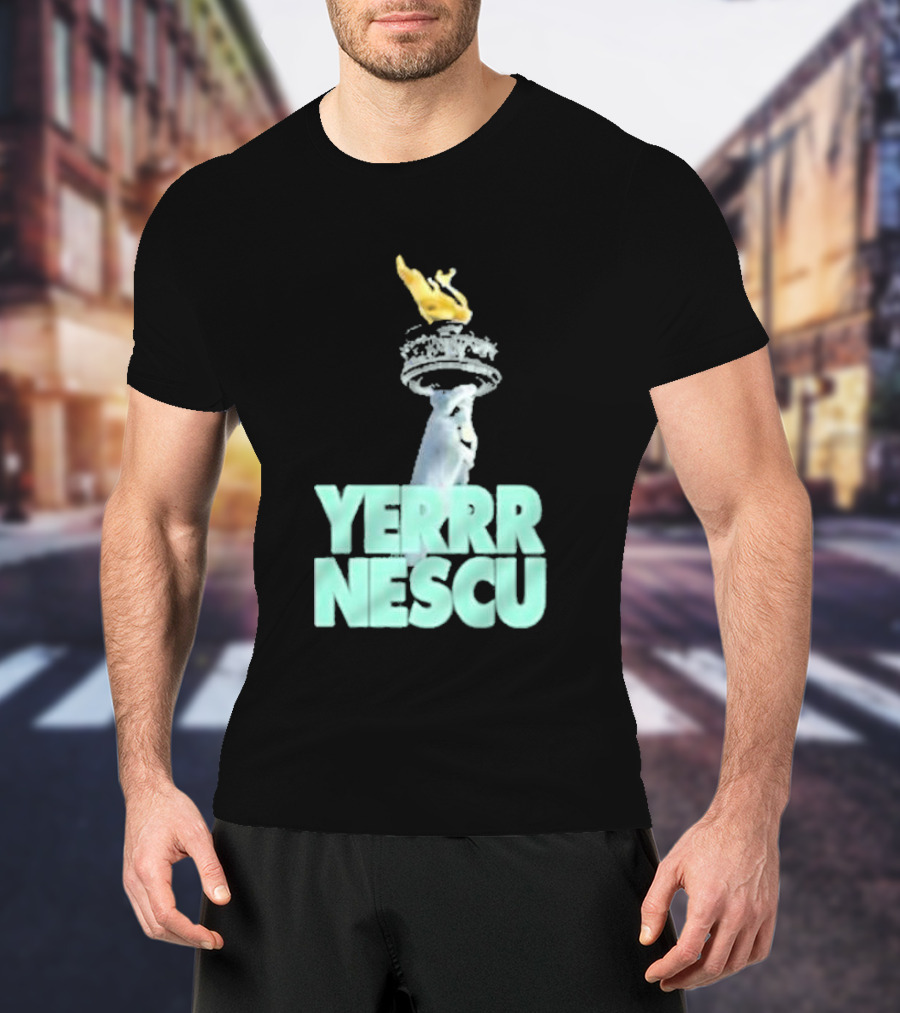 Sabrina Rocking The YERRR NESCU Statue Of Liberty Torch Flame T-Shirt