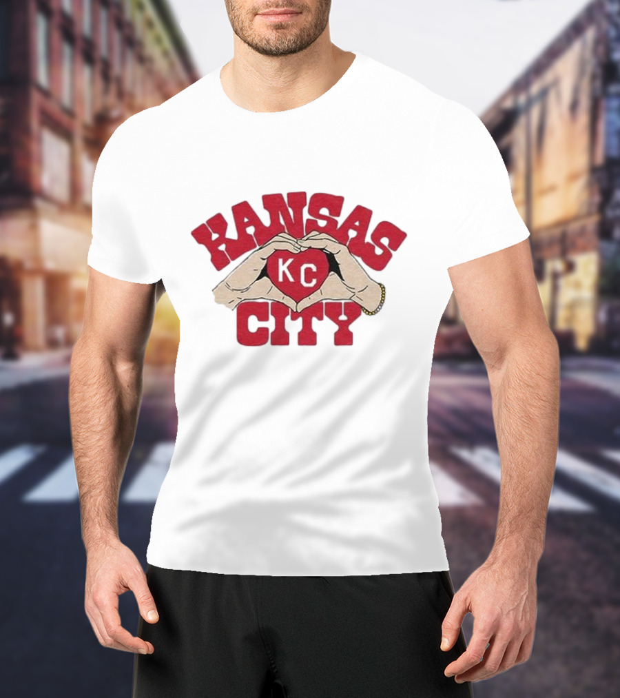 Kansas City KC Heart Hands Charlie Hustle Adults T-Shirt